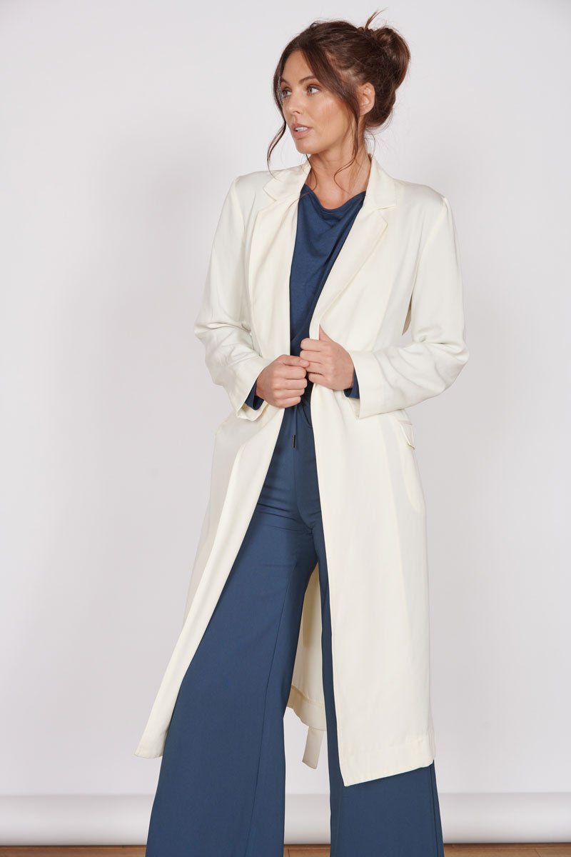 Dali Cream Longline Lightweight Coat-4