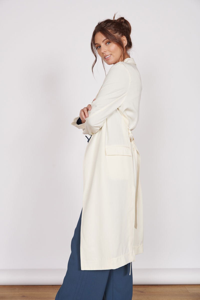 Dali Cream Longline Lightweight Coat-2