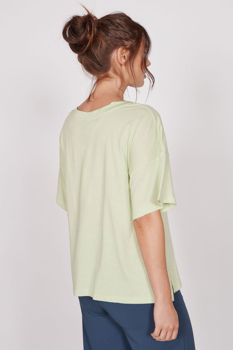 Ella Green Over Sized V Neck T-Shirt-3