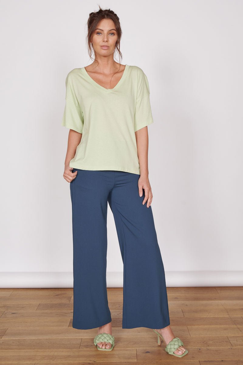 Ella Green Over Sized V Neck T-Shirt-0