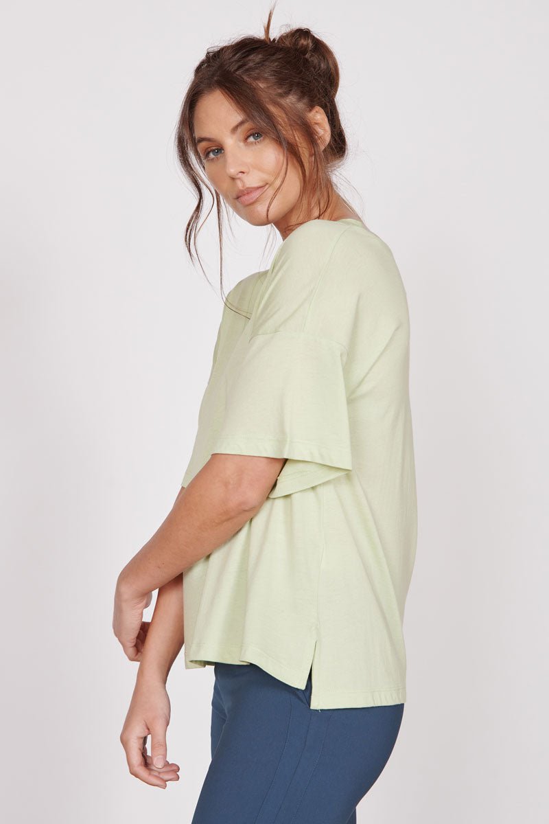 Ella Green Over Sized V Neck T-Shirt-2