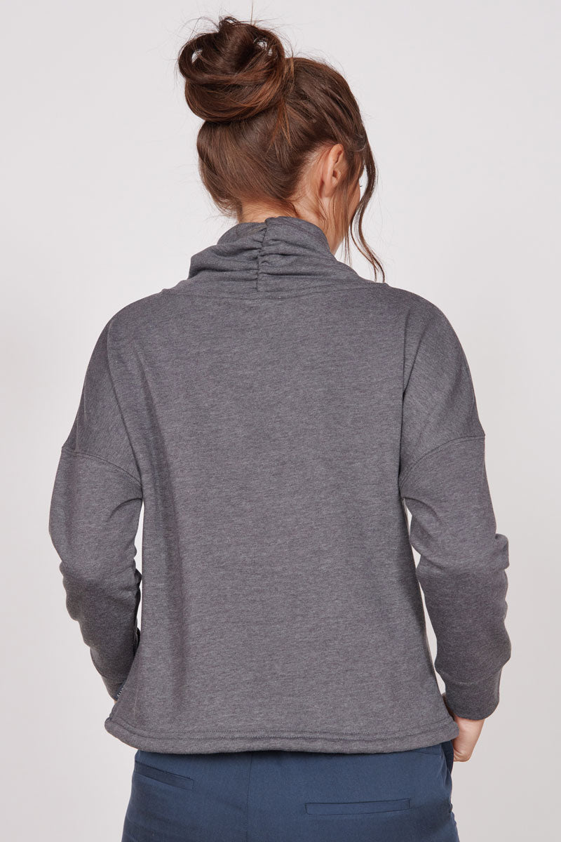 Evelyn Grey Marl Cowl Neck Pullover Top-3
