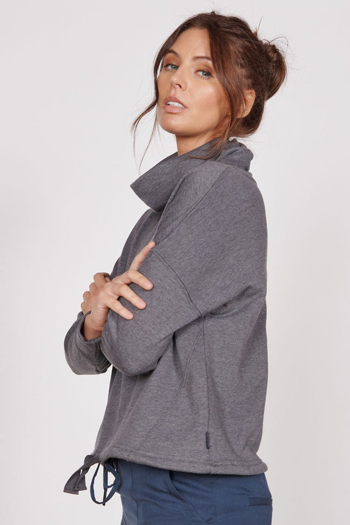 Evelyn Grey Marl Cowl Neck Pullover Top-1