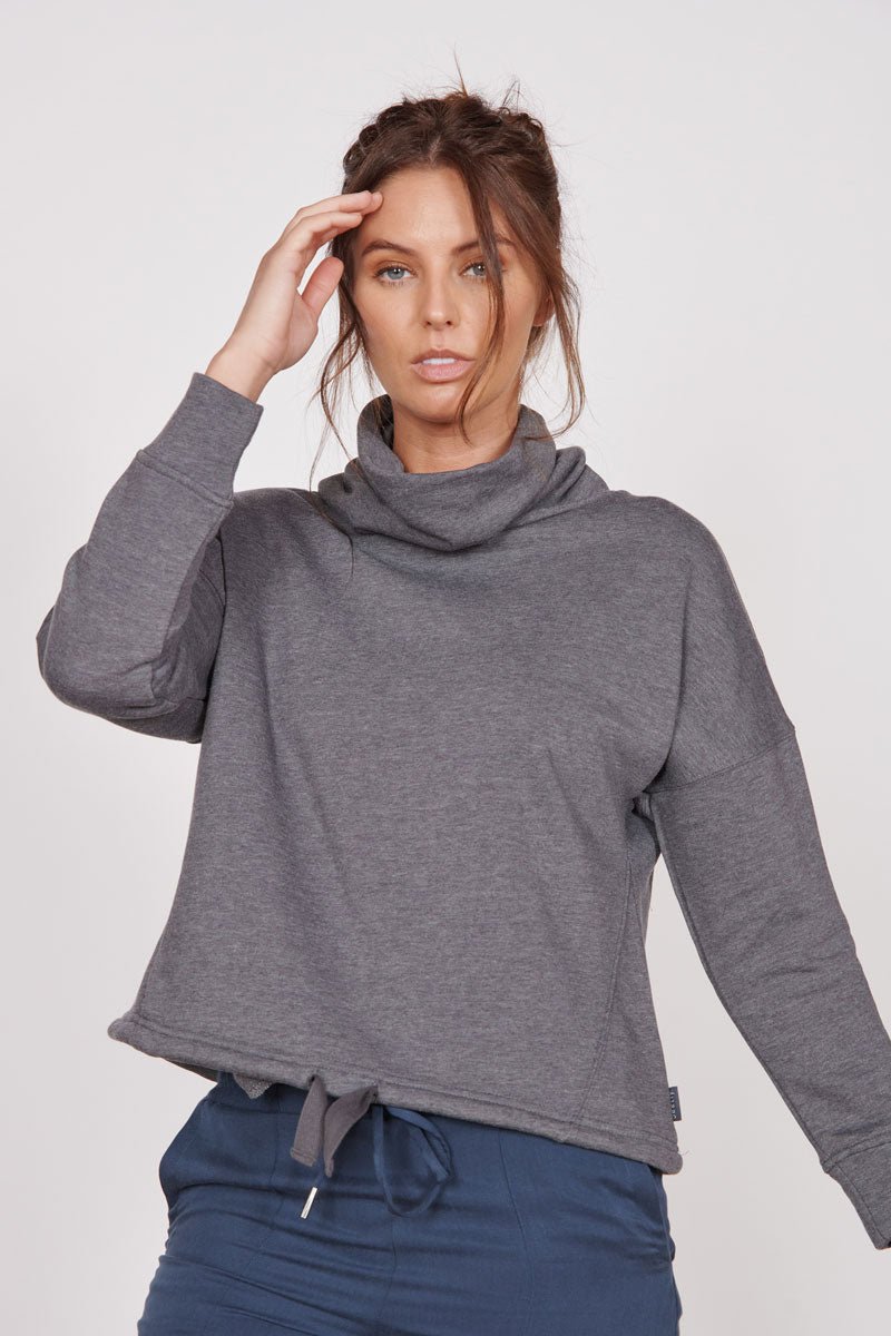 Evelyn Grey Marl Cowl Neck Pullover Top-2