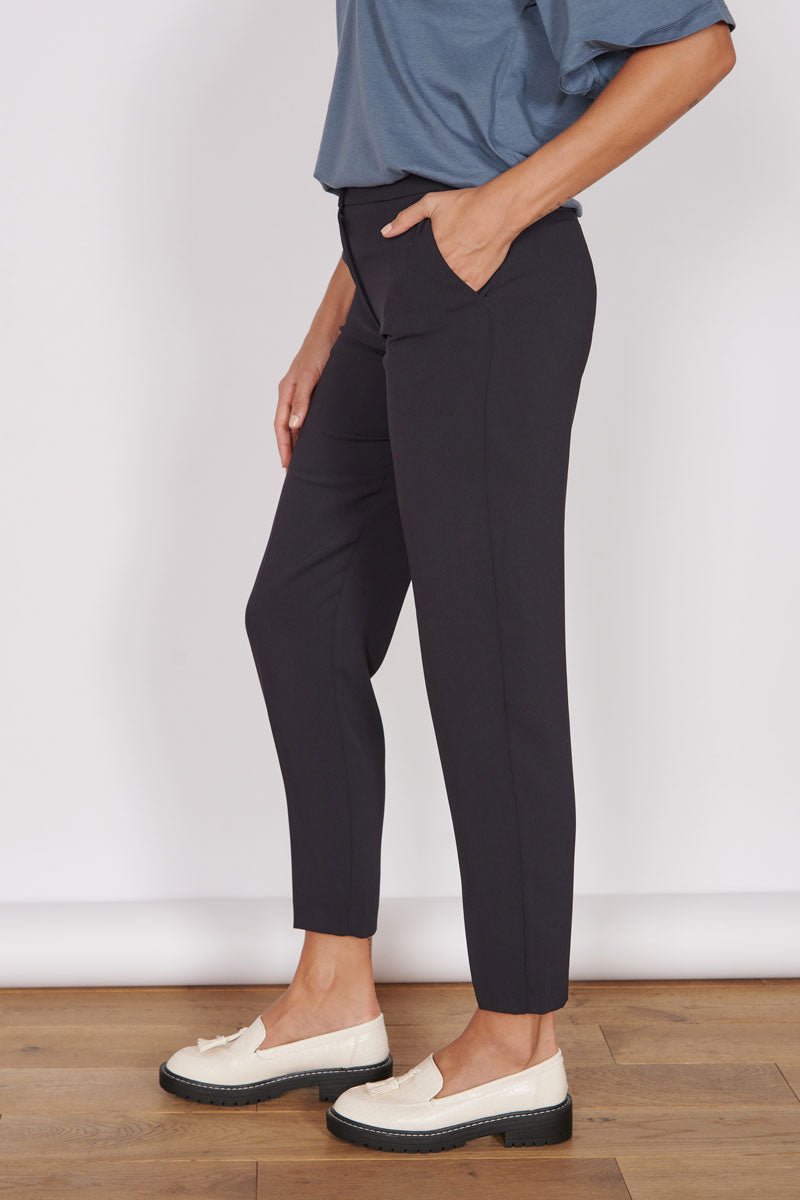 Fran Black Tapered Leg Tailored Trousers-2