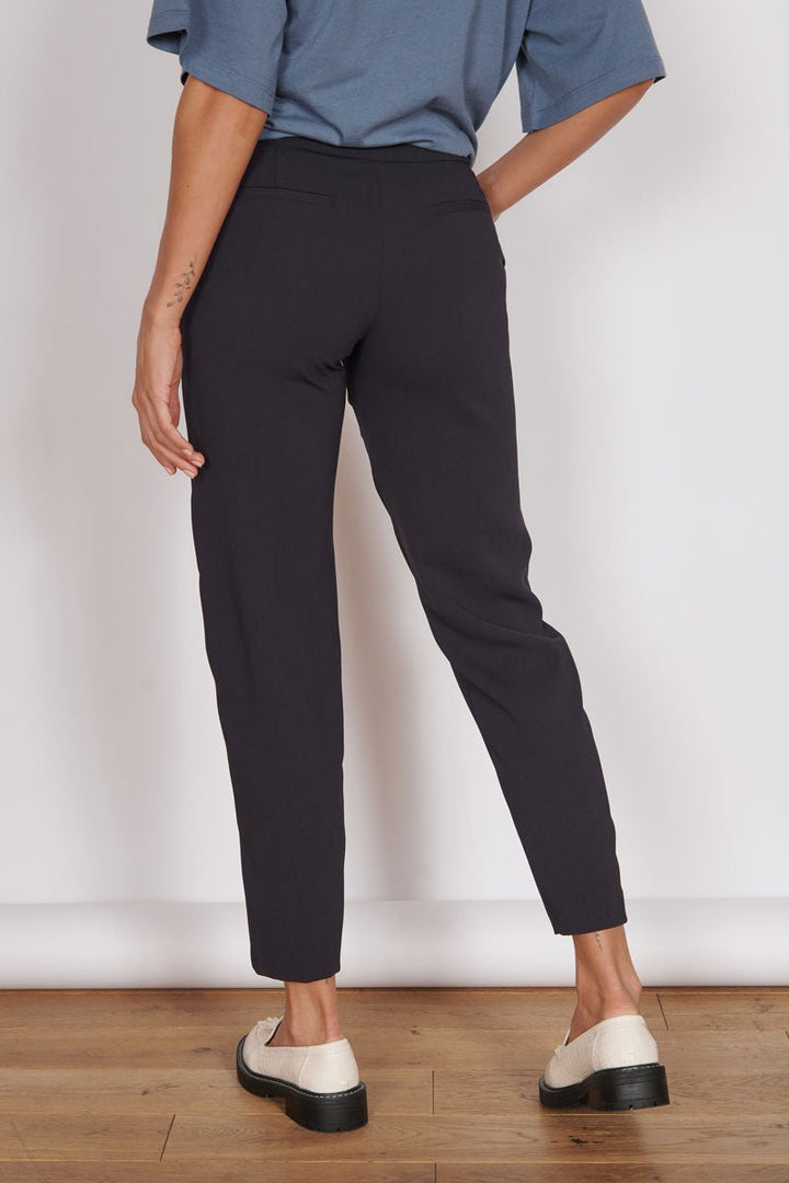 Fran Black Tapered Leg Tailored Trousers-3