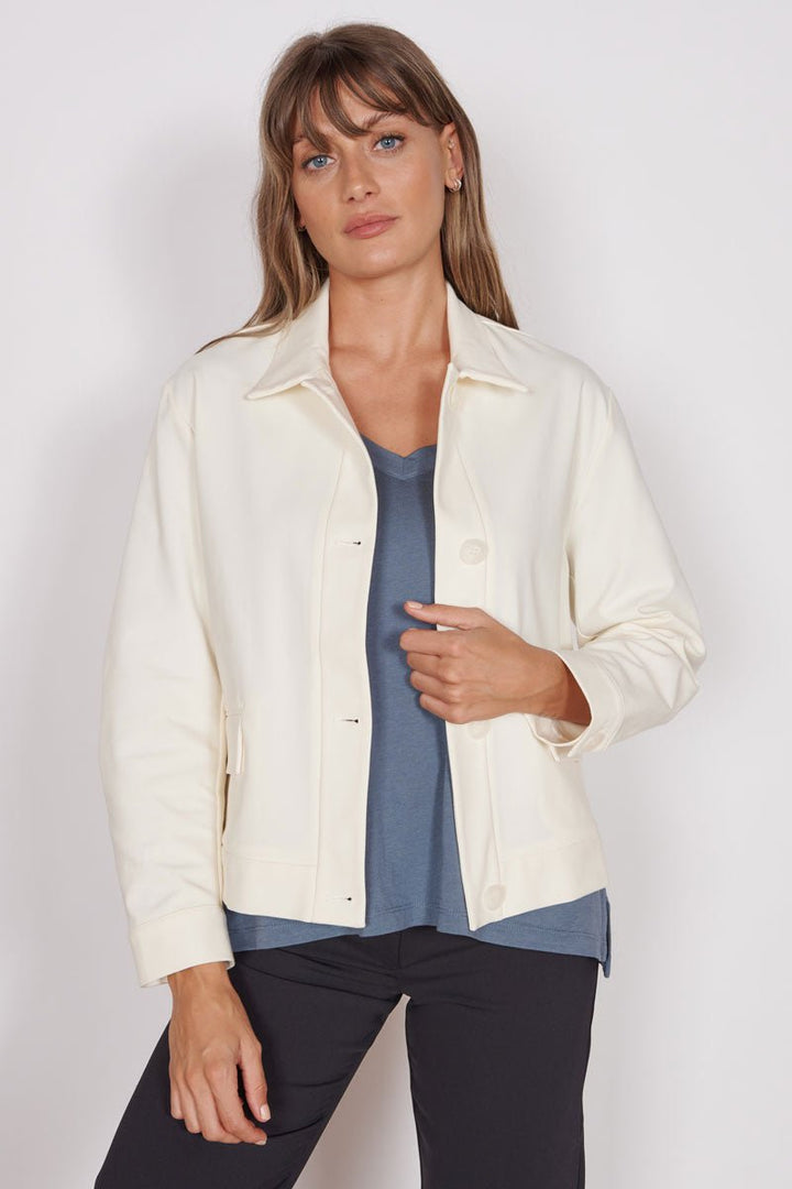 Gaia Cream Oversized Button Up Cropped Jacket-1