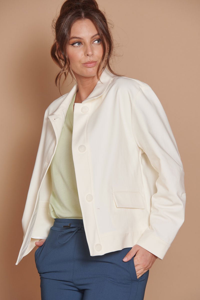 Gaia Cream Oversized Button Up Cropped Jacket-0