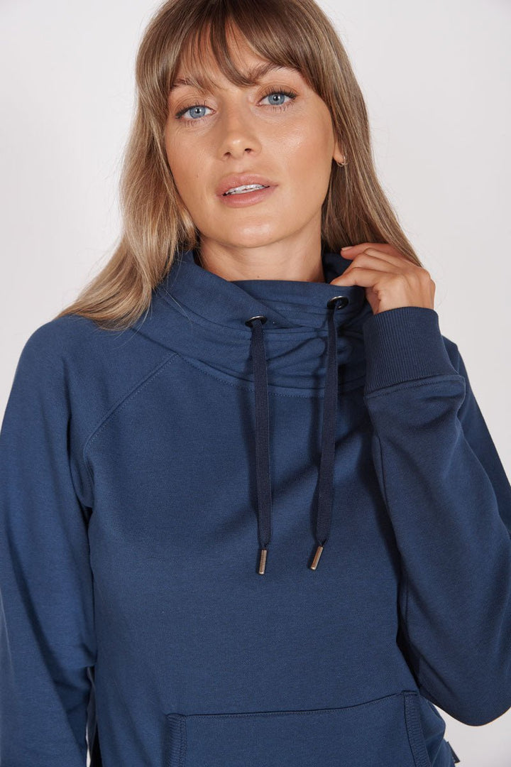 Lacey Navy Loungewear Cross Neck Hoodie-0