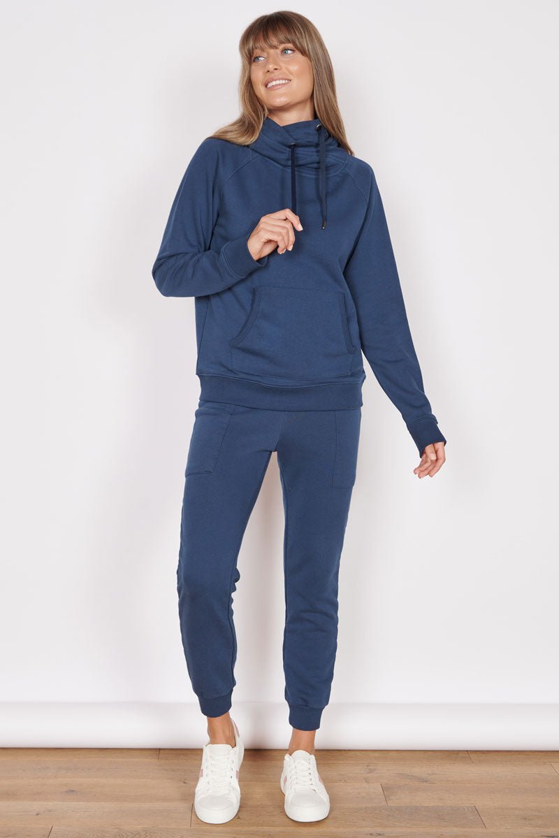 Lacey Navy Loungewear Cross Neck Hoodie-2