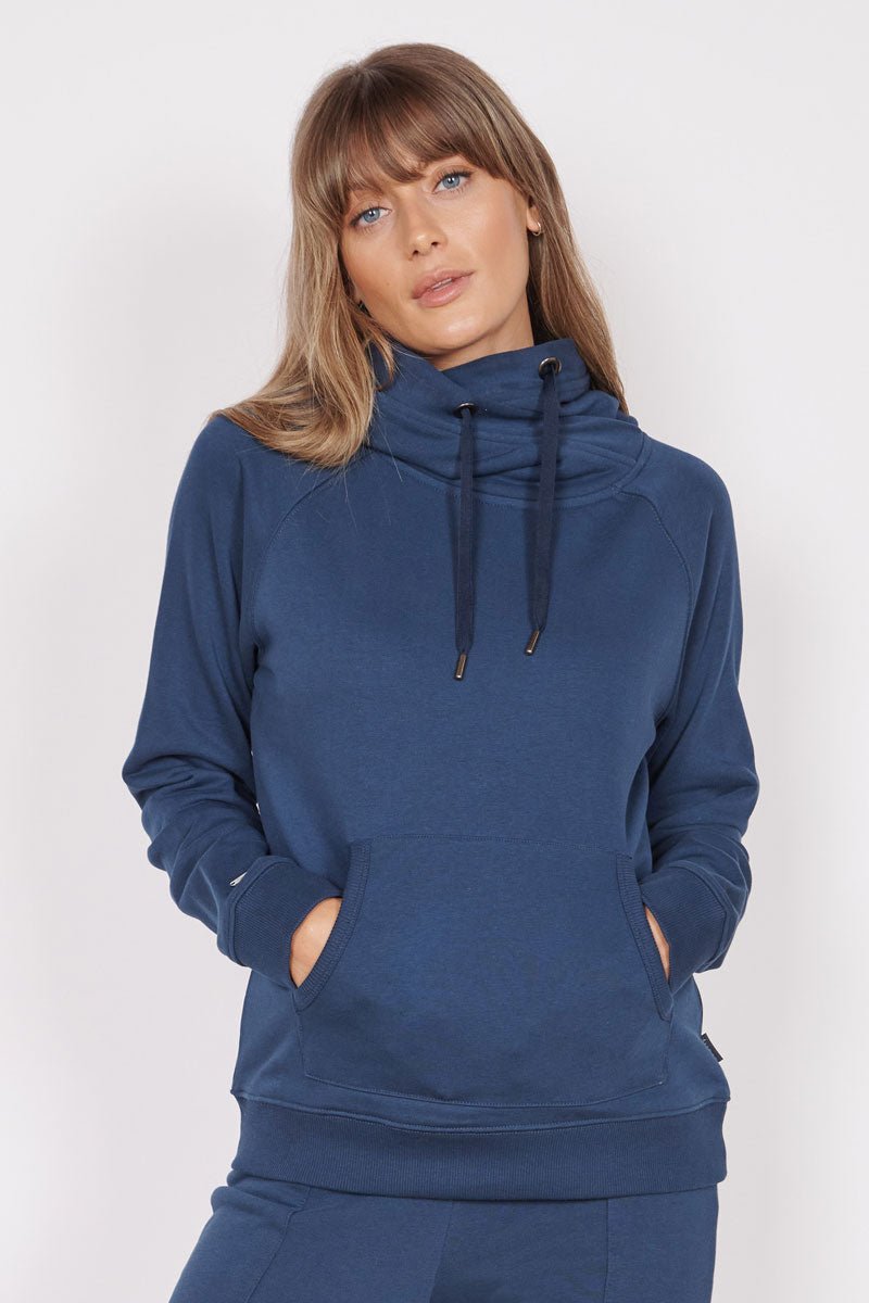 Lacey Navy Loungewear Cross Neck Hoodie-1