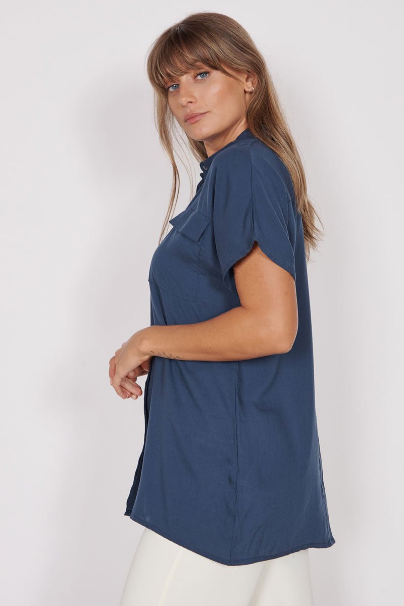 Thalia Navy Short Sleeve Utility Shirt-1