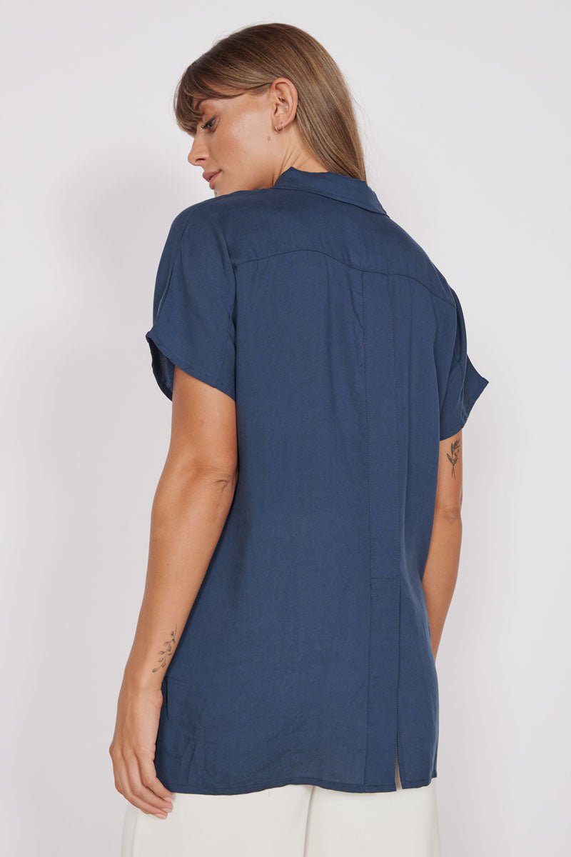 Thalia Navy Short Sleeve Utility Shirt-2