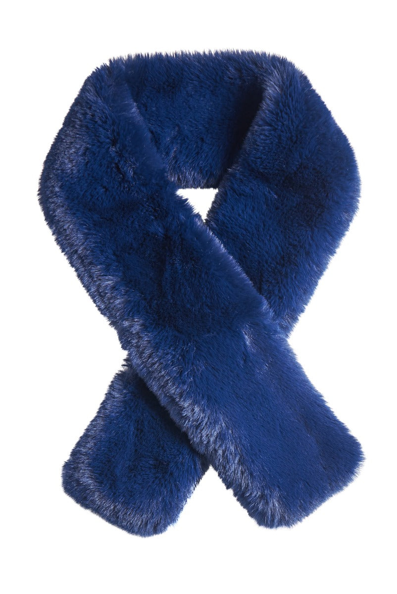 Lily Ella Collection luxurious navy blue faux fur scarf elegant winter accessory for women