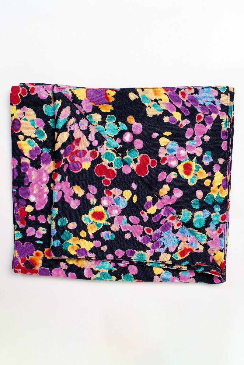 Lily Ella Collection vibrant floral pattern scarf in multicolor palette, featuring stylish design and comfortable fabric, perfect for enhancing any outfit