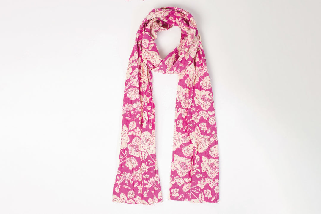 Lily Ella Collection Floral Print Scarf in Pink and White, Women's Fashion Accessories, Stylish All-Season Lightweight Scarf