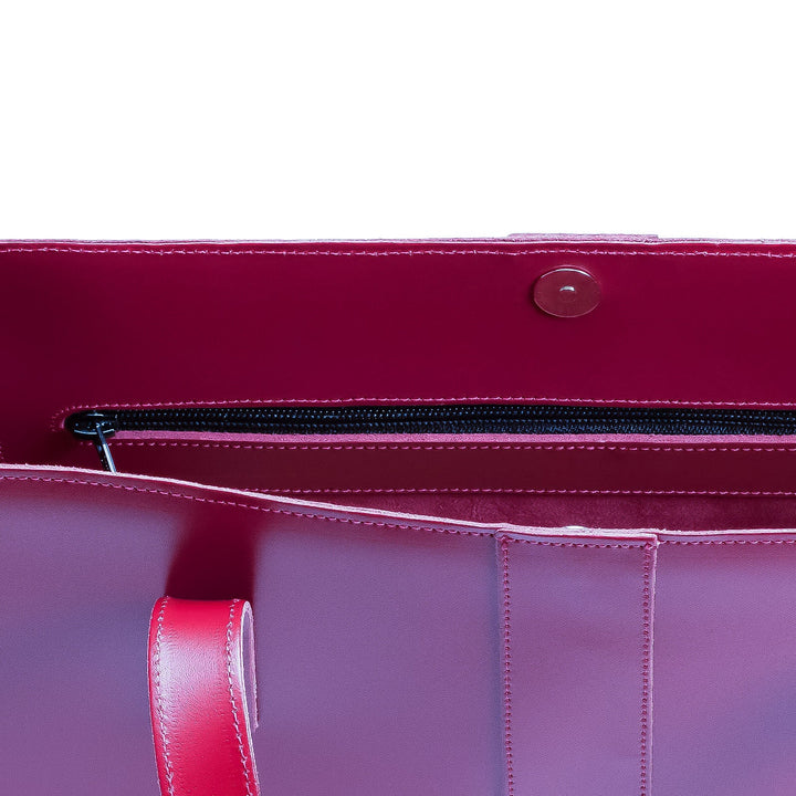 Handmade Leather Shopper - Magenta-2