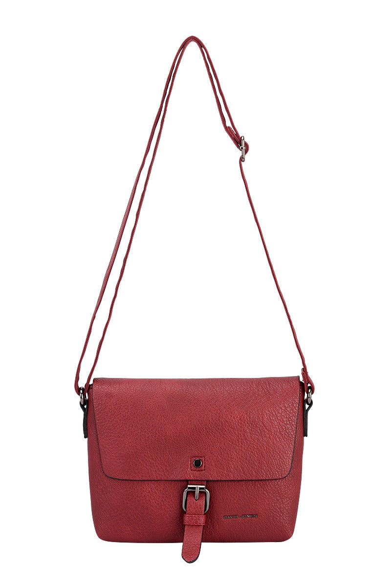 Lily Ella Collection burgundy leather crossbody bag with adjustable strap and silver buckle closure