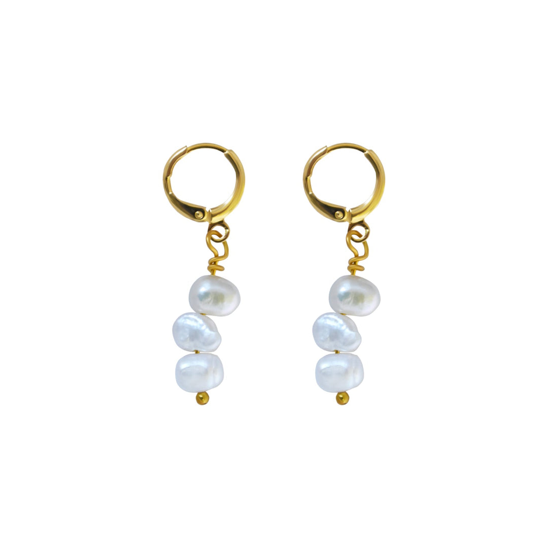 Irregular white freshwater pearl earrings | by Ifemi Jewels-0