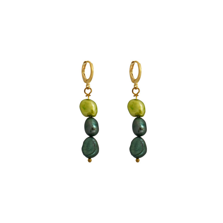 Green freshwater pearl huggie earrings | by Ifemi Jewels-0