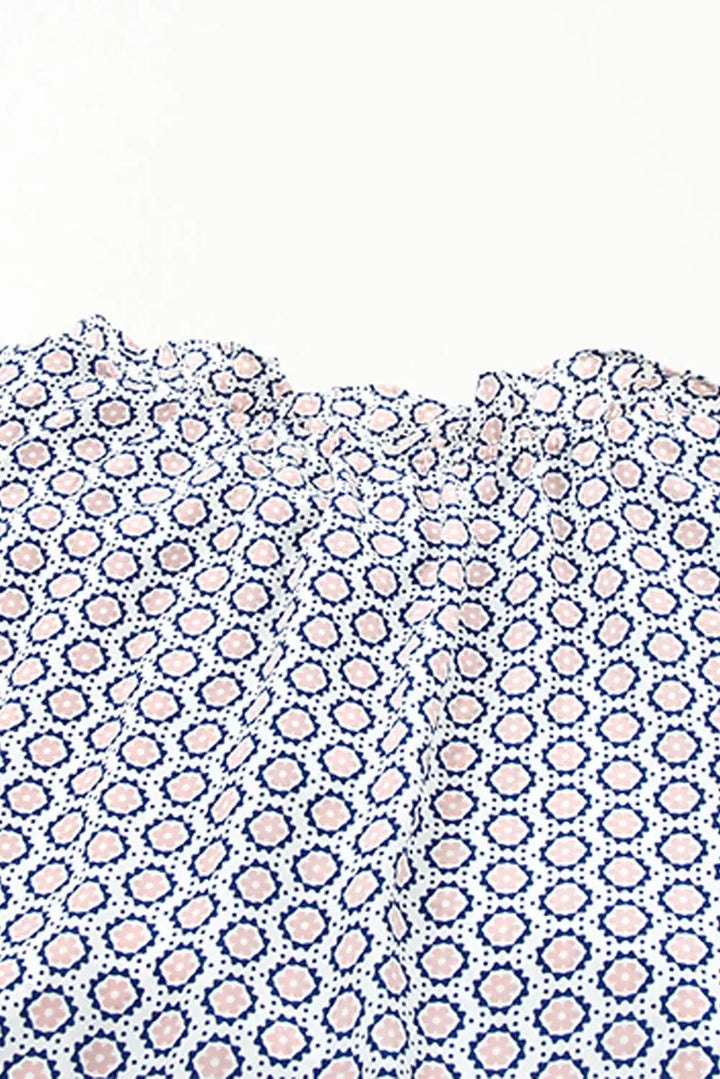 Pink Abstract Print Split Neck Sleeveless Maxi Dress-33