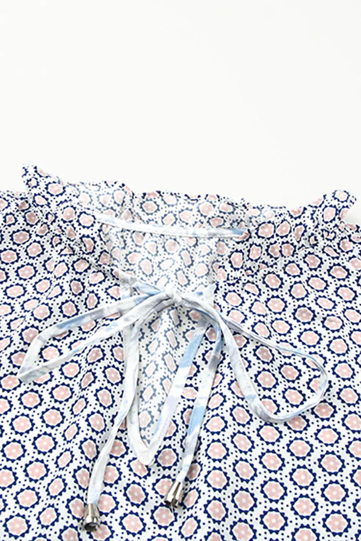 Pink Abstract Print Split Neck Sleeveless Maxi Dress-32