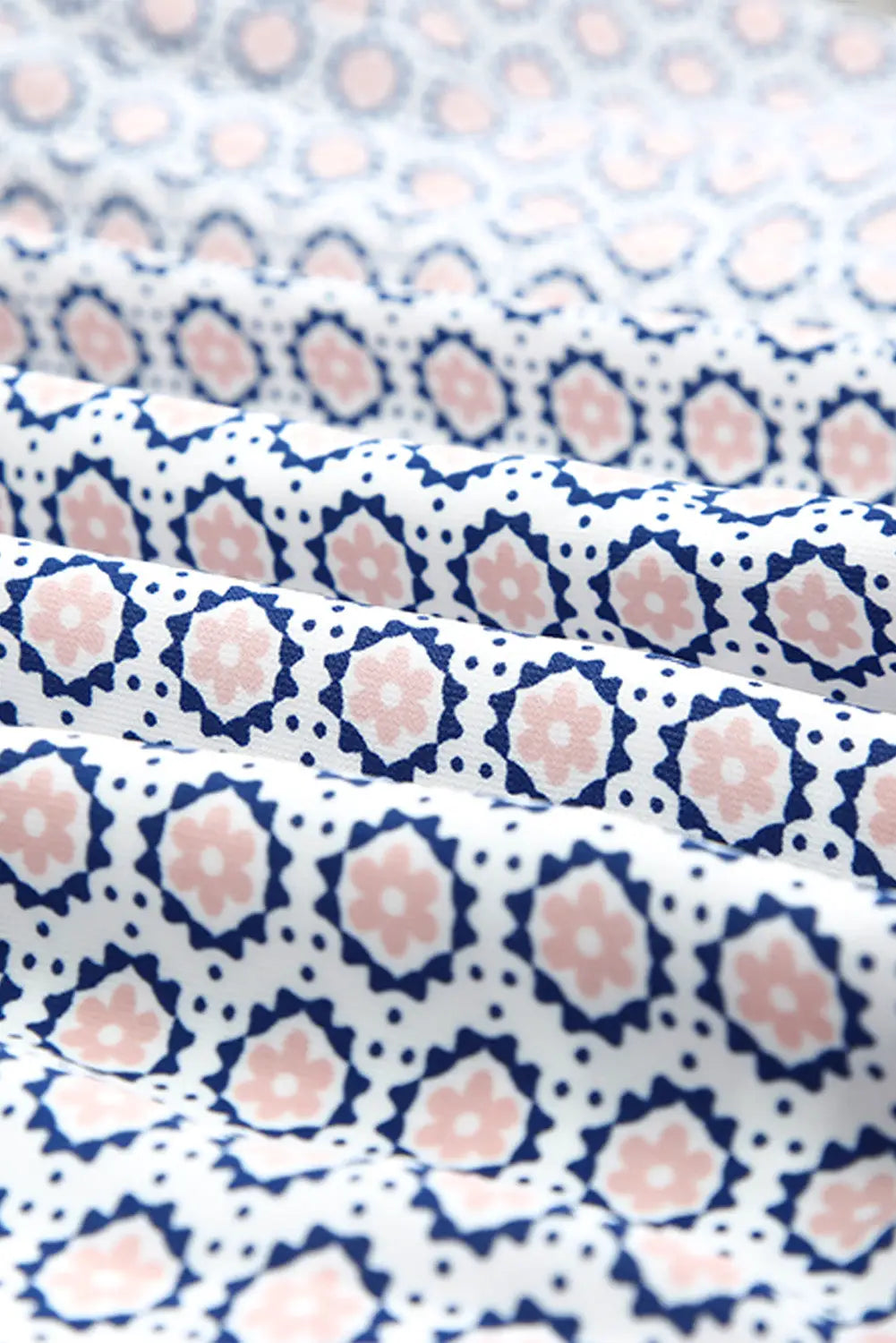 Pink Abstract Print Split Neck Sleeveless Maxi Dress-34