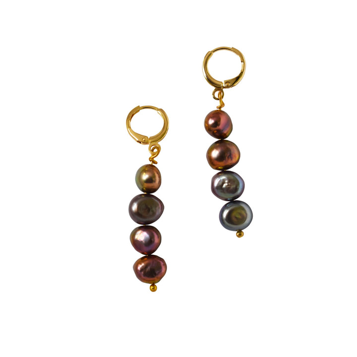 Brown purple potato pearl earrings | by Ifemi Jewels-0