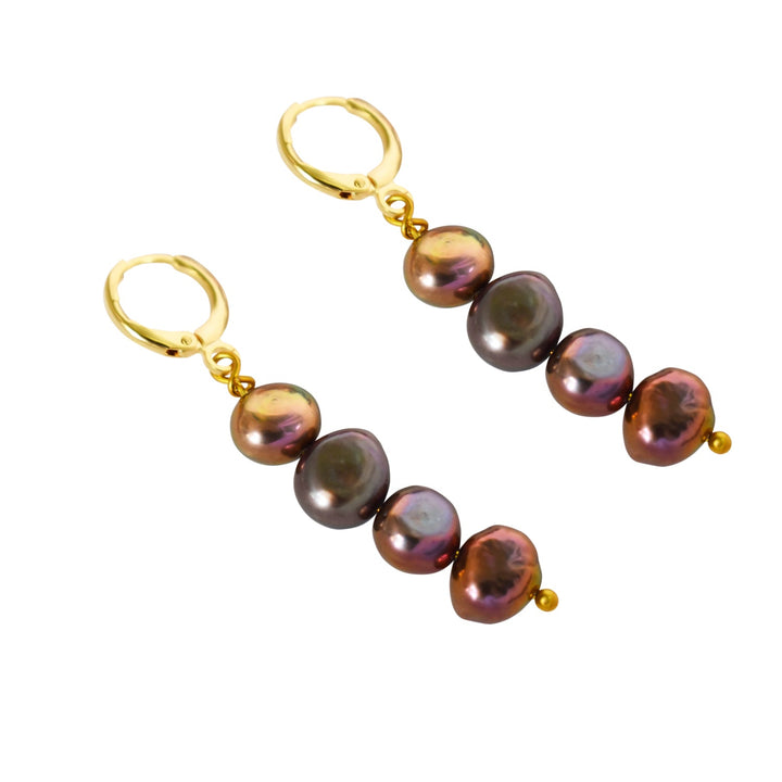 Brown purple potato pearl earrings | by Ifemi Jewels-1