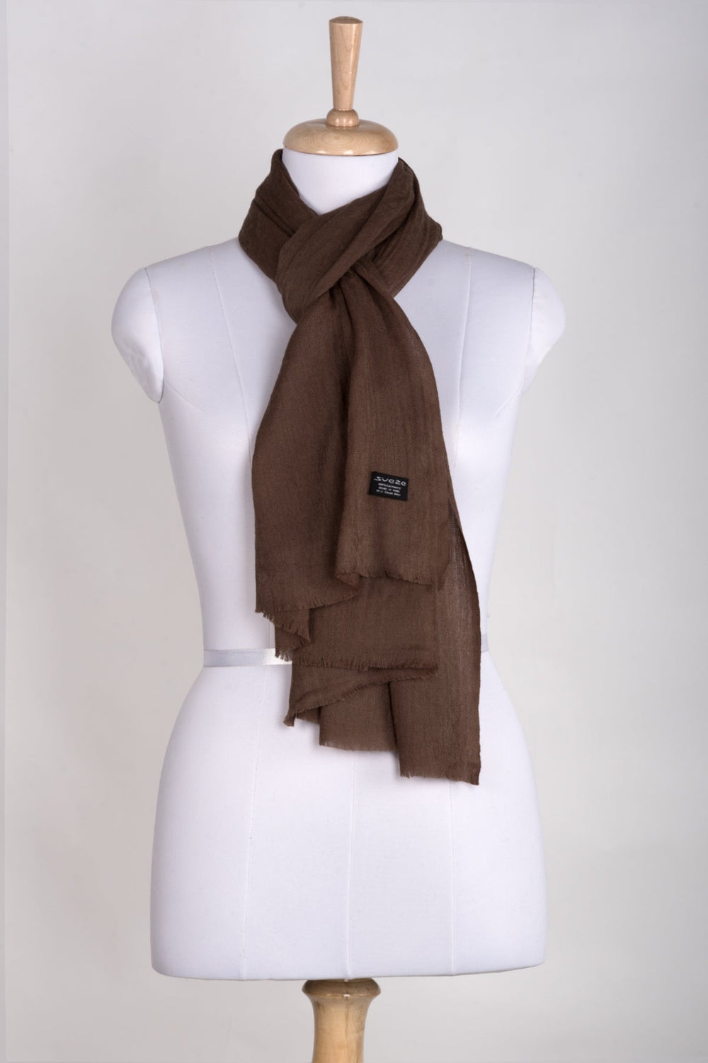 Paisley Jacquard Weave Cashmere Wool Scarf - Brown-1