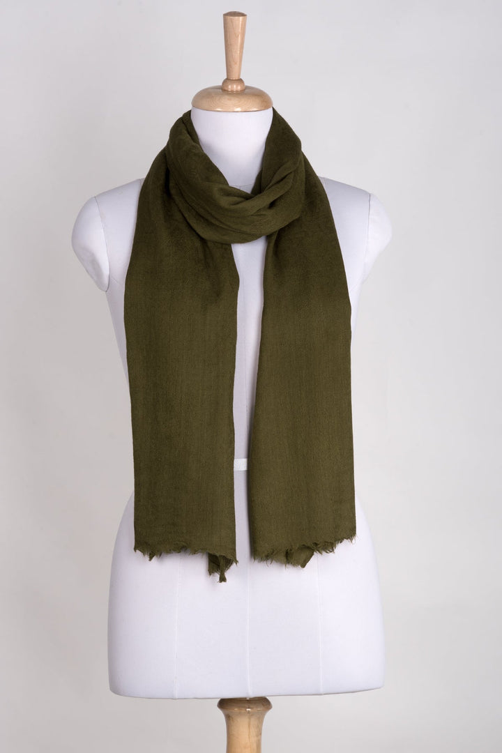 Paisley Jacquard Weave Cashmere Wool Scarf - Olive-0