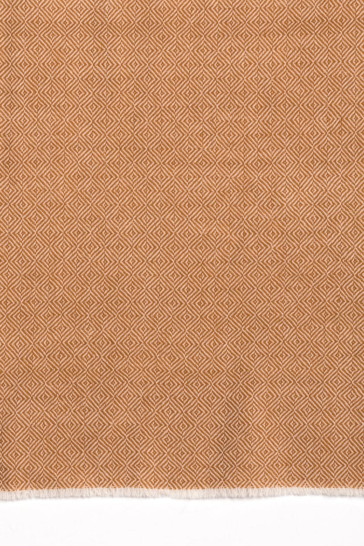 Diamond Weave Two Tone Woollen Scarf - Ochre-2